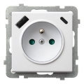 Ospel - Επιτοίχια πρίζα χωρίς πλαίσιο 230V + 1xUSB-A + 1xUSB-C SONATA λευκή