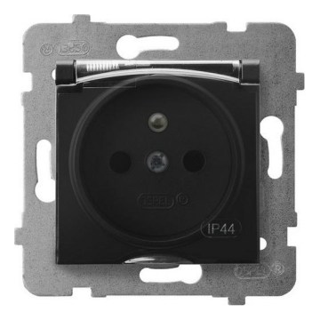 Ospel - Εξωτερική οικιακή πρίζα χωρίς πλαίσιο 230V ARIA IP44 μαύρη