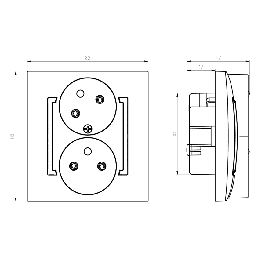 Ospel - Διπλή οικιακή πρίζα με πλαίσιο 230V ARIA λευκή