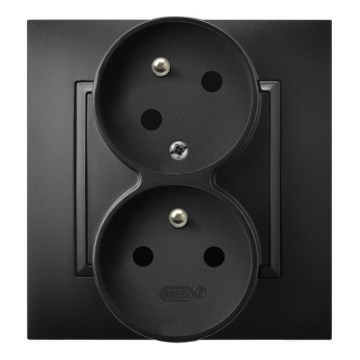Ospel - Διπλή οικιακή πρίζα με πλαίσιο 230V ARIA μαύρη