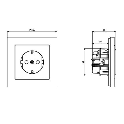Ospel - Οικιακή πρίζα Schuko 230V χωρίς πλαίσιο SONATA, μαύρη