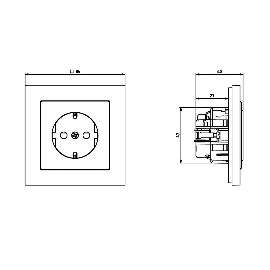 Ospel - Οικιακή πρίζα Schuko 230V χωρίς πλαίσιο SONATA, μαύρη