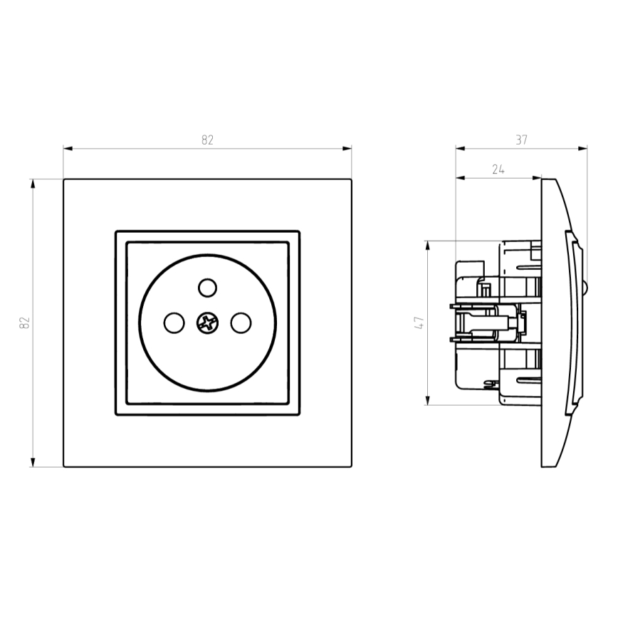 Ospel - Οικιακή πρίζα χωρίς πλαίσιο 230V + 1xUSB-A + 1xUSB-C ARIA μαύρη