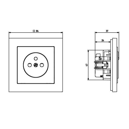 Ospel - Οικιακή πρίζα χωρίς πλαίσιο 230V + 1xUSB-A + 1xUSB-C SONATA μαύρη