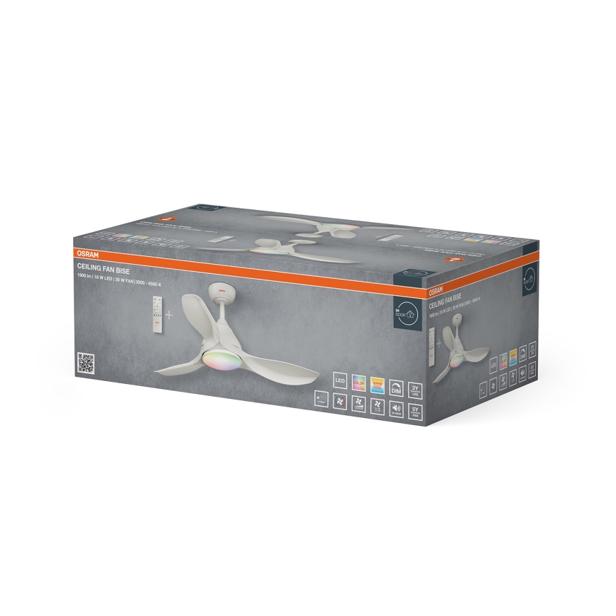 Osram - LED RGB ανεμιστήρας οροφής με ρύθμιση φωτεινότητας NORDES LED/18W/230V 3000-6500K + τηλεχειριστήριο