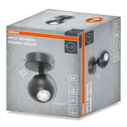 Osram - Φωτιστικό σποτ SPOT SPHERAL 1xGU10/6W/230V μαύρο