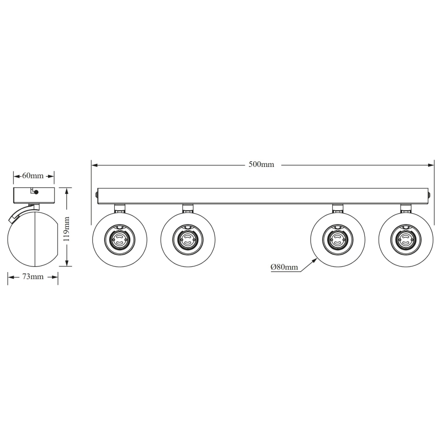 Osram - Φωτιστικό σποτ SPOT SPHERAL 4xGU10/6W/230V μαύρο