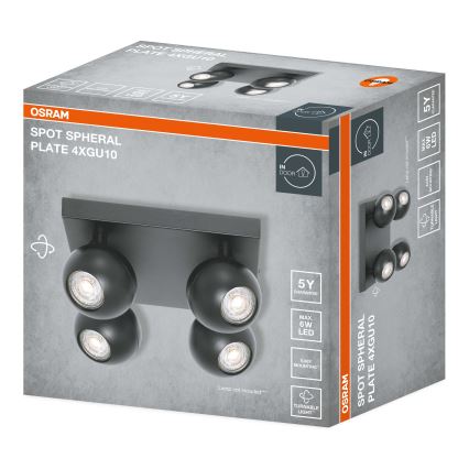Osram - Φωτιστικό σποτ SPOT SPHERAL 4xGU10/6W/230V μαύρο