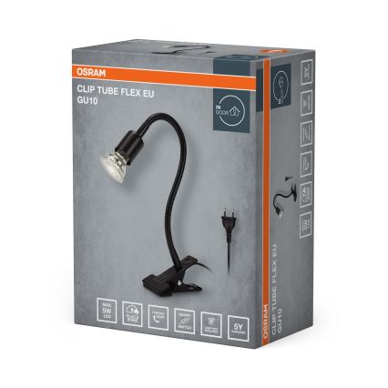 Osram - Φωτιστικό με κλιπ CLIP TUBE FLEX 1xGU10/5W/230V μαύρο