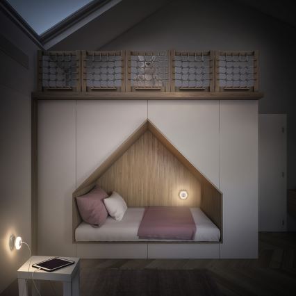 Osram - LED φωτιστικό νυκτός για πρίζα με θύρα USB LUNETTA LED/15W/230V λευκό