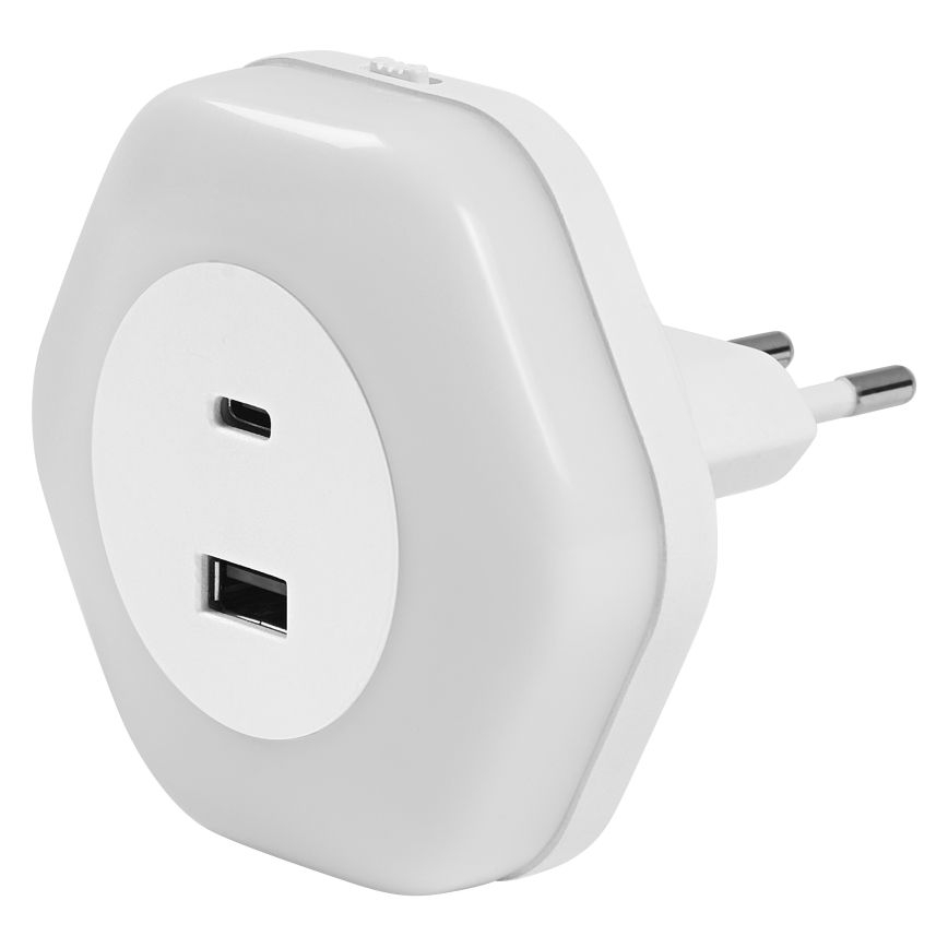 Osram - LED φωτιστικό νυκτός για πρίζα με θύρα USB LUNETTA LED/15W/230V λευκό