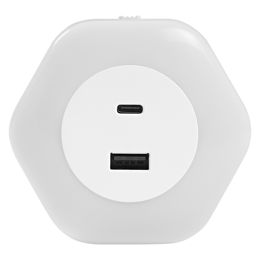 Osram - LED φωτιστικό νυκτός για πρίζα με θύρα USB LUNETTA LED/15W/230V λευκό
