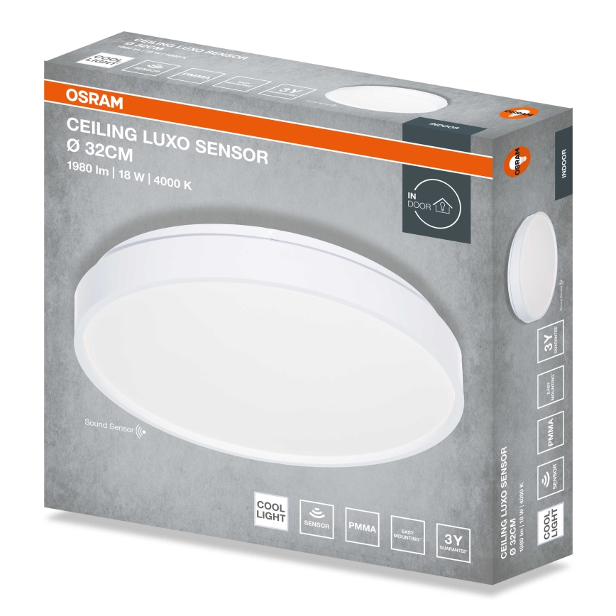 Osram - Φωτιστικό οροφής LED με αισθητήρα λυκόφωτος CEILING LUXO LED/18W/230V Ø 32 cm λευκό