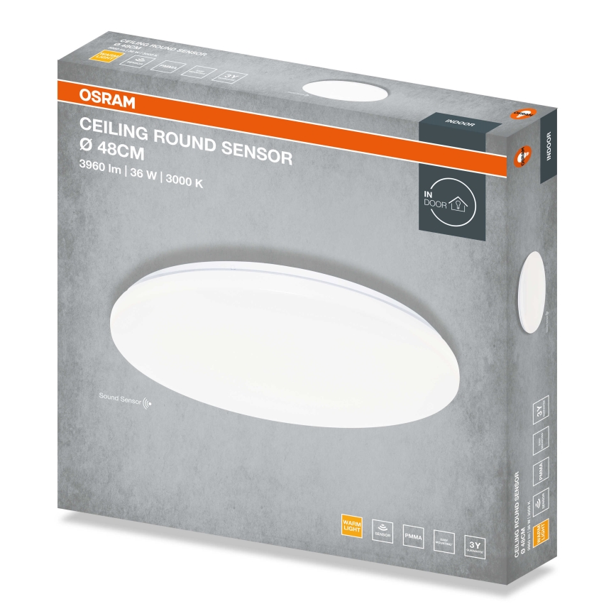 Osram - LED φωτιστικό οροφής με αισθητήρα λυκόφωτος CEILING ROUND LED/36W/230V 3000K Ø 48 cm λευκό