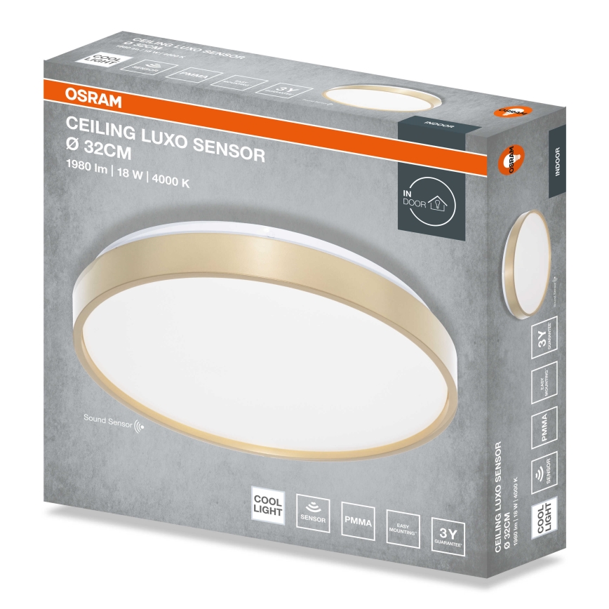 Osram - Φωτιστικό οροφής LED με αισθητήρα λυκόφωσης CEILING LUXO LED/18W/230V διάμ. 32 cm χρυσό