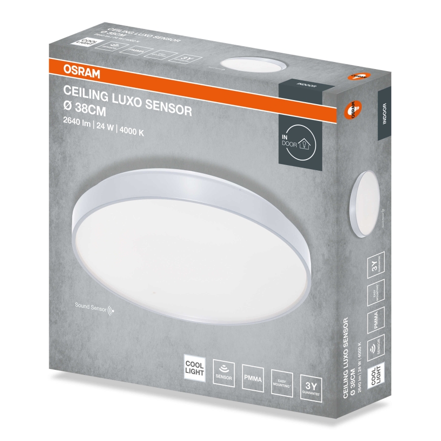 Osram - Φωτιστικό οροφής LED με αισθητήρα λυκόφωτος CEILING LUXO LED/24W/230V Ø 38 cm ασημί