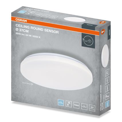 Osram - LED φωτιστικό οροφής για μπάνιο με αισθητήρα λυκόφωτος CEILING ROUND LED/24W/230V 6500K διάμ. 37 cm λευκό