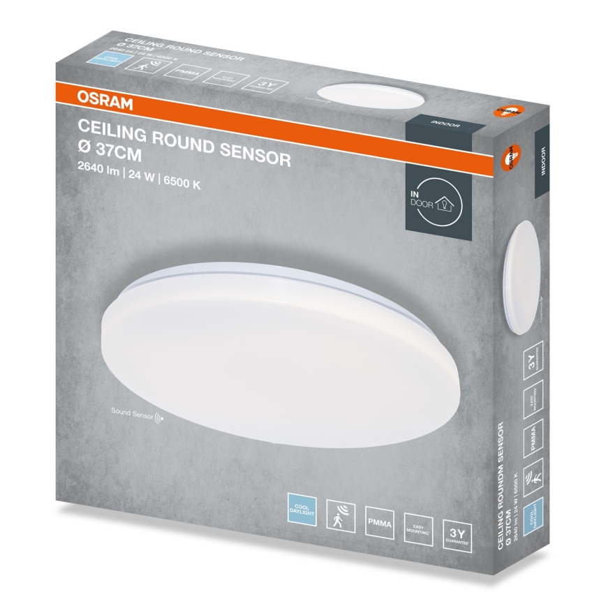 Osram - LED φωτιστικό οροφής για μπάνιο με αισθητήρα λυκόφωτος CEILING ROUND LED/24W/230V 6500K διάμ. 37 cm λευκό