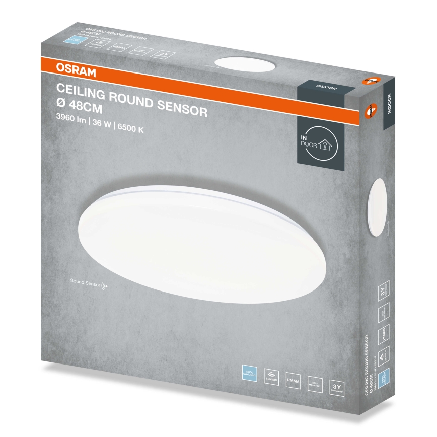 Osram - Φωτιστικό οροφής LED με αισθητήρα λυκόφωτος CEILING ROUND LED/36W/230V 6500K Ø 48 εκ. λευκό
