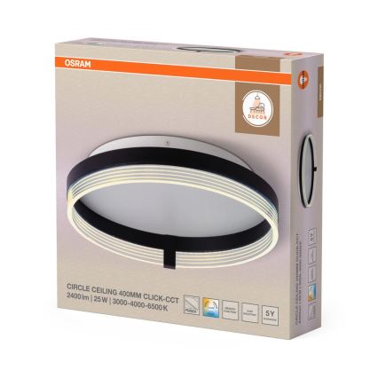 Osram - LED φωτιστικό οροφής DECOR CIRCLE LED/25W/230V 3000/4000/6500K διάμ. 40 cm μαύρο/λευκό