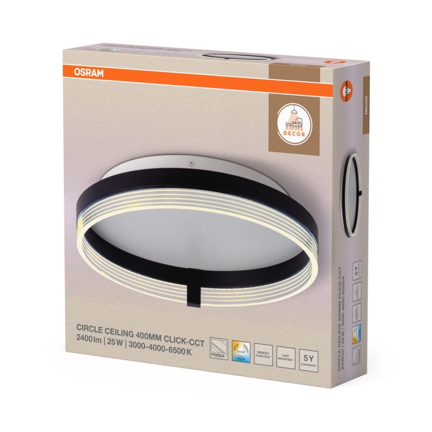 Osram - LED φωτιστικό οροφής DECOR CIRCLE LED/25W/230V 3000/4000/6500K διάμ. 40 cm μαύρο/λευκό