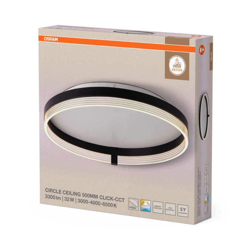 Osram - Φωτιστικό οροφής LED DECOR CIRCLE LED/32W/230V 3000/4000/6500K Ø 50 cm μαύρο/λευκό