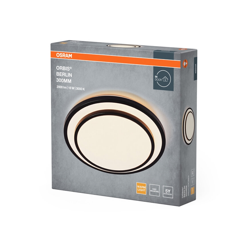 Osram - Φωτιστικό οροφής LED ORBIS BERLIN LED/16W/230V Ø 29,3 cm μαύρο