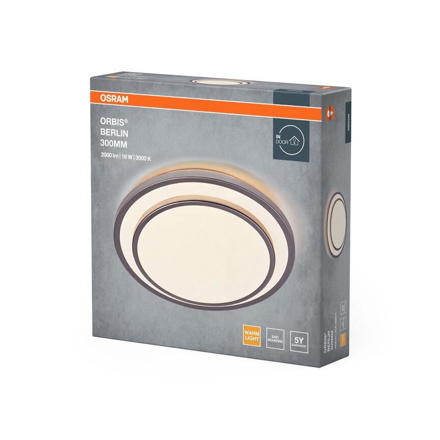 Osram - Φωτιστικό οροφής LED ORBIS BERLIN LED/16W/230V, διάμ. 29,3 εκ., ασημί