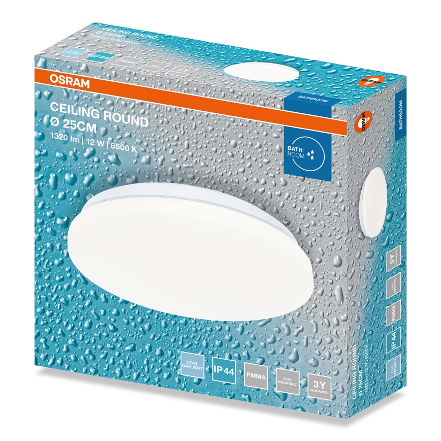 Osram - Φωτιστικό οροφής LED για μπάνιο CEILING ROUND LED/12W/230V 6500K Ø 26 cm IP44 λευκό