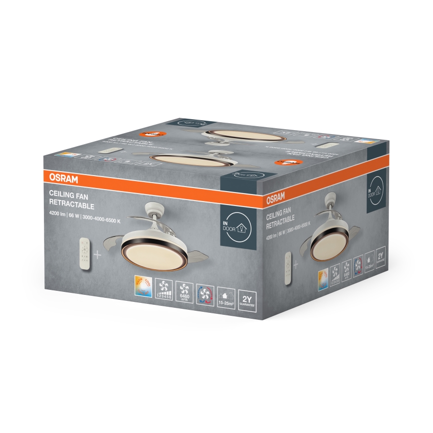 Osram - Φωτιστικό οροφής με ανεμιστήρα LED/66W/230V 3000/4000/6500K λευκό + τηλεχειριστήριο