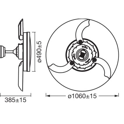 Osram - Φωτιστικό οροφής με ανεμιστήρα LED/66W/230V 3000/4000/6500K λευκό + τηλεχειριστήριο