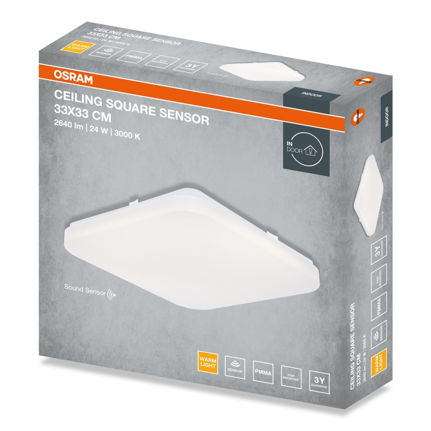 Osram - Φωτιστικό οροφής LED με αισθητήρα σούρουπου SQUARE LED/24W/230V 33x33 cm