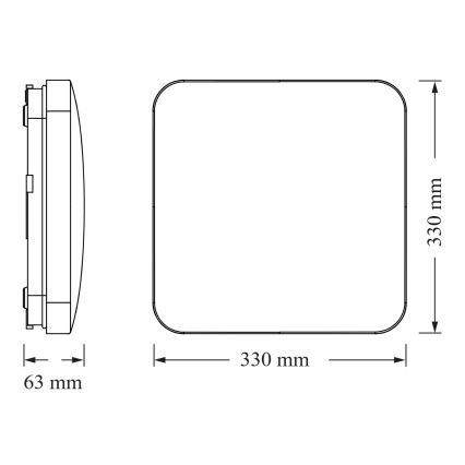 Osram - Φωτιστικό οροφής LED με αισθητήρα σούρουπου SQUARE LED/24W/230V 33x33 cm