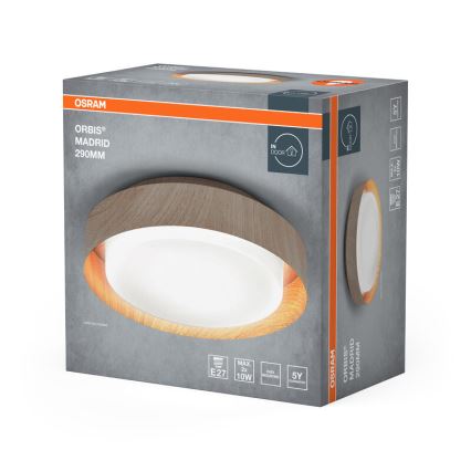 Osram - Φωτιστικό οροφής ORBIS MADRID 2xE27/10W/230V Ø 29 cm φινίρισμα απομίμησης ξύλου