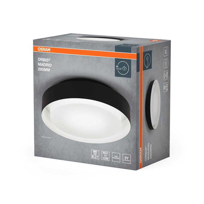 Osram - Φωτιστικό οροφής ORBIS MADRID 2xE27/10W/230V διάμ. 29 εκ. μαύρο