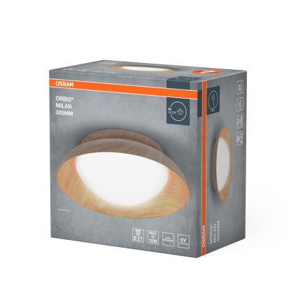 Osram - Φωτιστικό οροφής ORBIS MILAN 2xE27/10W/230V Ø 30,5 εκ. απομίμηση ξύλου