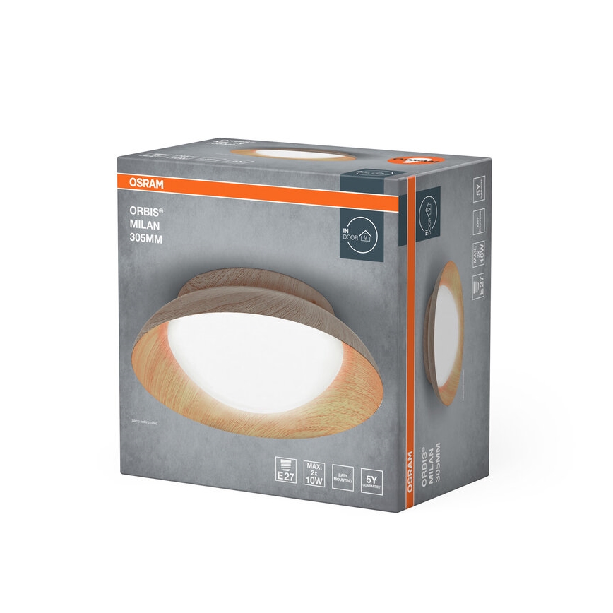 Osram - Φωτιστικό οροφής ORBIS MILAN 2xE27/10W/230V Ø 30,5 εκ. απομίμηση ξύλου