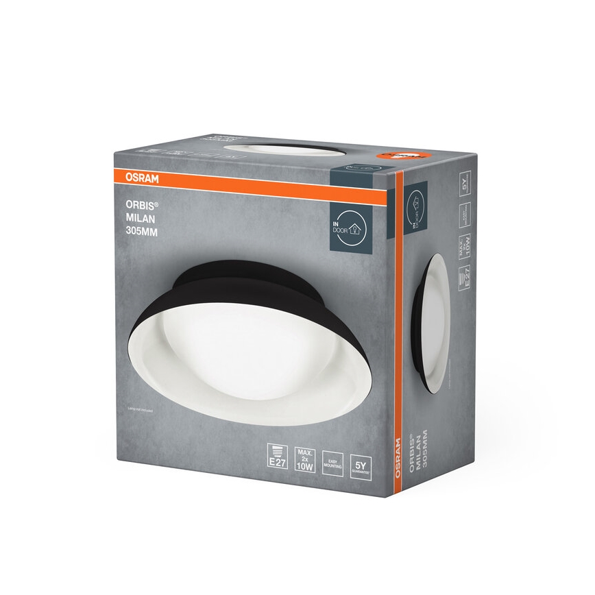 Osram - Φωτιστικό οροφής ORBIS MILAN 2xE27/10W/230V διάμ. 30,5 cm μαύρο