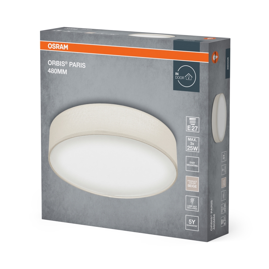 Osram - Φωτιστικό οροφής ORBIS PARIS 3xE27/25W/230V Ø 48 cm κρεμ
