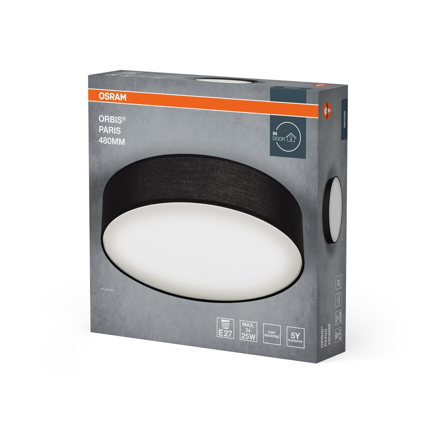 Osram - Φωτιστικό οροφής ORBIS PARIS 3xE27/25W/230V Ø 48 cm μαύρο
