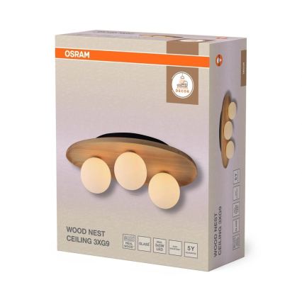 Osram - Φωτιστικό οροφής WOOD NEST 3xG9/5W/230V ξύλο καουτσούκ
