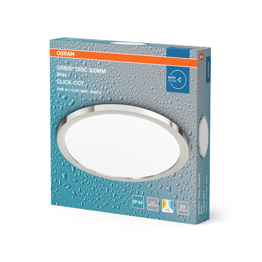 Osram - LED φωτιστικό οροφής μπάνιου DISC LED/18W/230V 3000/4000K Ø 30 cm IP44 ασημί