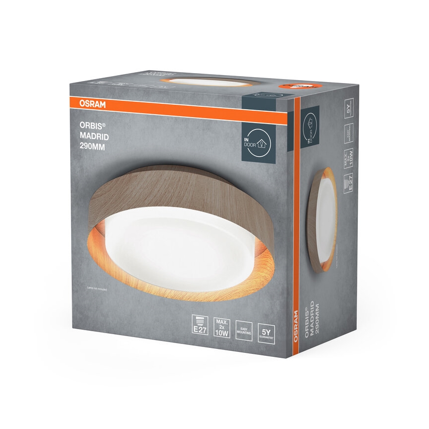 Osram - Φωτιστικό οροφής ORBIS MADRID 2xE27/10W/230V Ø 29 cm φινίρισμα απομίμησης ξύλου