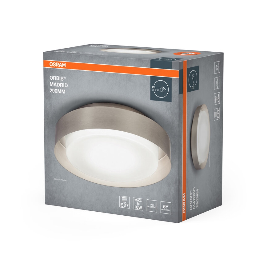 Osram - Φωτιστικό οροφής ORBIS MADRID, 2xE27/10W/230V, Ø 29 εκ., ματ χρώμιο