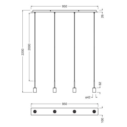 Osram - Καλώδιο τροφοδοσίας NEEDLE PENDANT 4xE27/25W/230V μπεζ