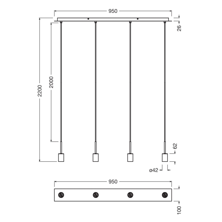 Osram - Καλώδιο τροφοδοσίας NEEDLE PENDANT 4xE27/25W/230V μπεζ