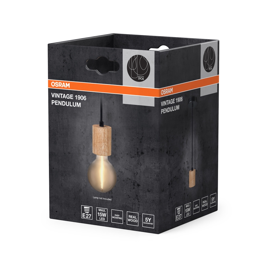 Osram - Καλώδιο τροφοδοσίας PENDULUM CYLINDER 1xE27/15W/230V ξύλινο