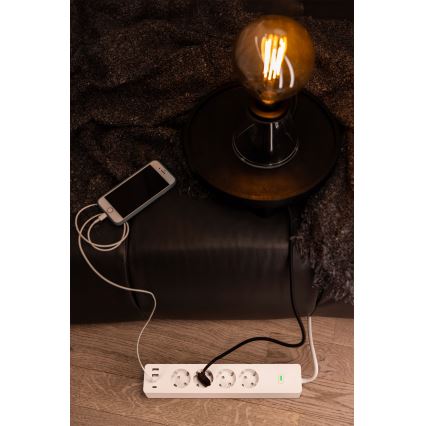Osram - Καλώδιο επέκτασης SMART+ 4Z τύπου F + 2xUSB-A + 2xUSB-C Wi-Fi
