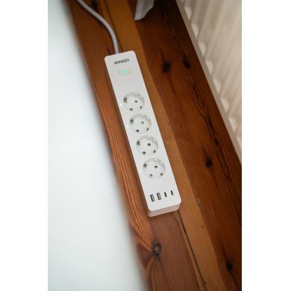 Osram - Καλώδιο επέκτασης SMART+ 4Z τύπου F + 2xUSB-A + 2xUSB-C Wi-Fi