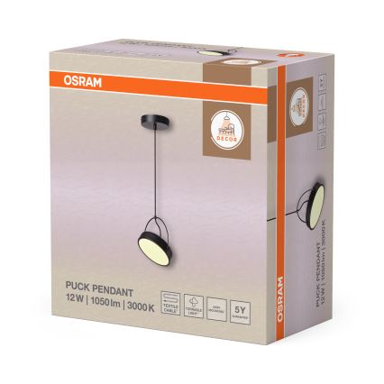 Osram - Κρεμαστό φωτιστικό LED DECOR PUCK με καλώδιο LED/12W/230V CRI 90 μαύρο